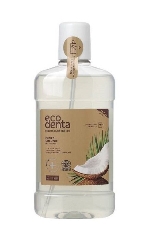 цена Ecodenta Certified Organic Minty Coconut жидкость для полоскания рта, 500 ml