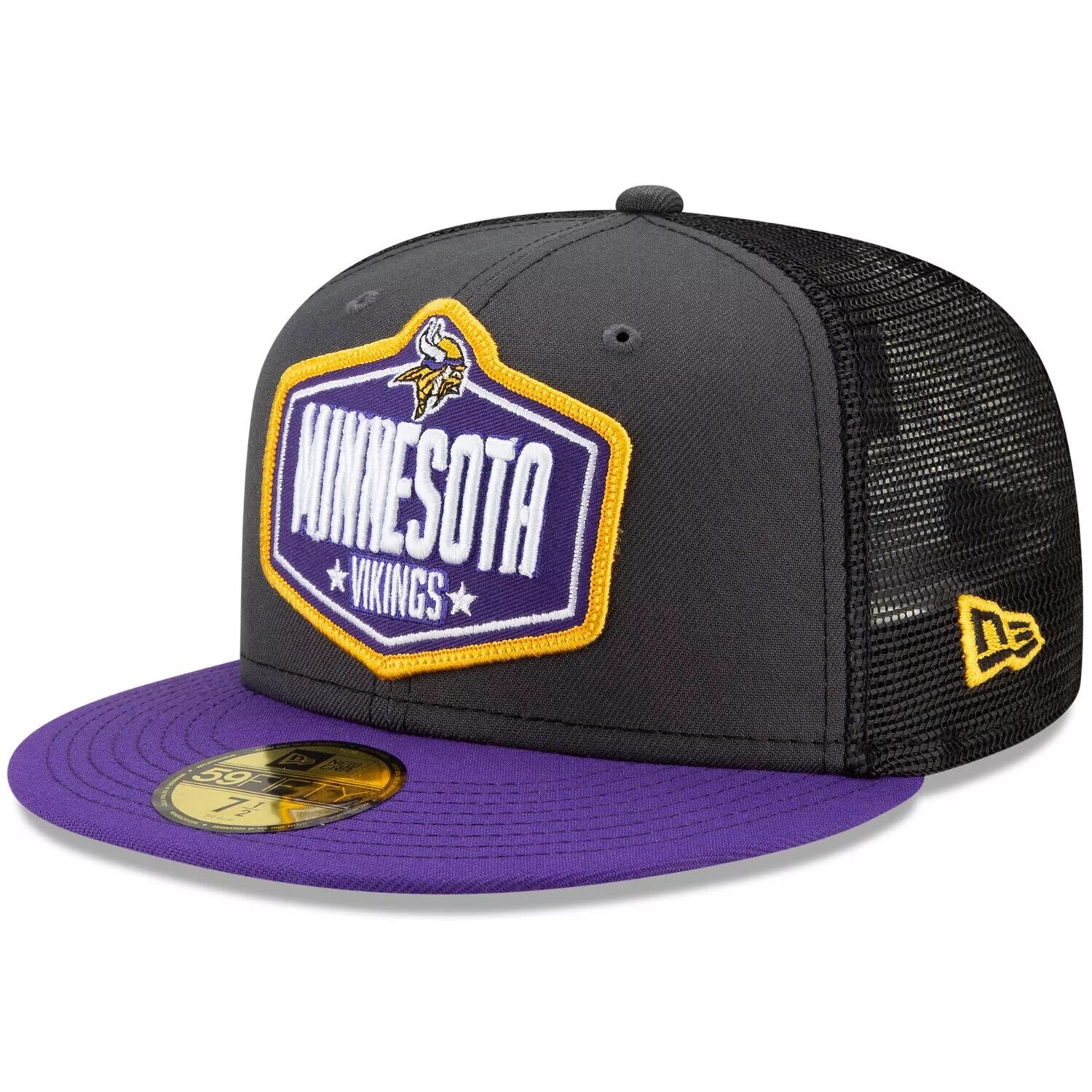 

Мужская облегающая шляпа New Era графитового/фиолетового цвета Minnesota Vikings 2021 NFL Draft On-Stage 59FIFTY
