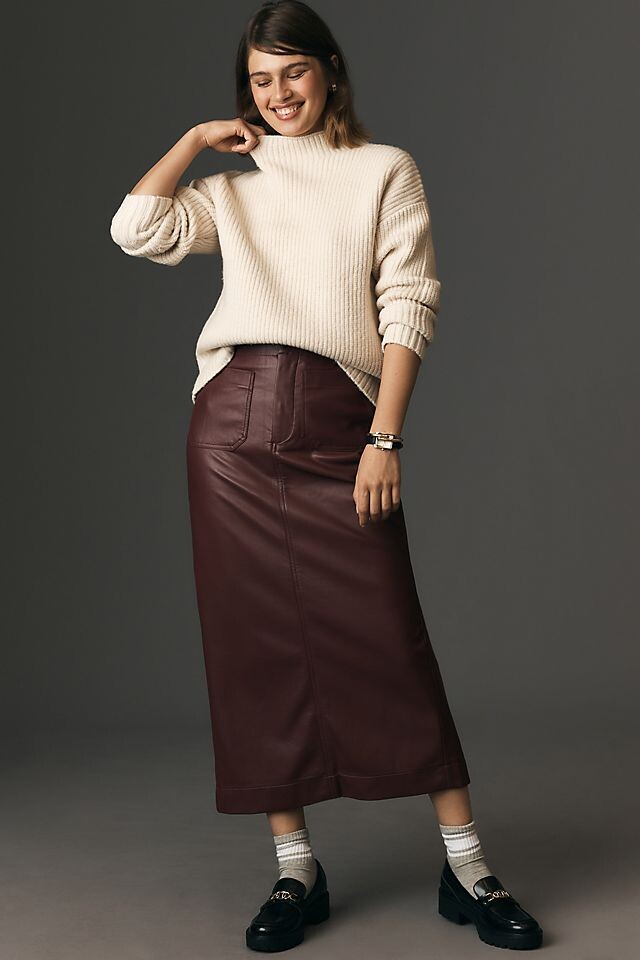 

Длинная юбка Colette из искусственной кожи от Maeve, вино