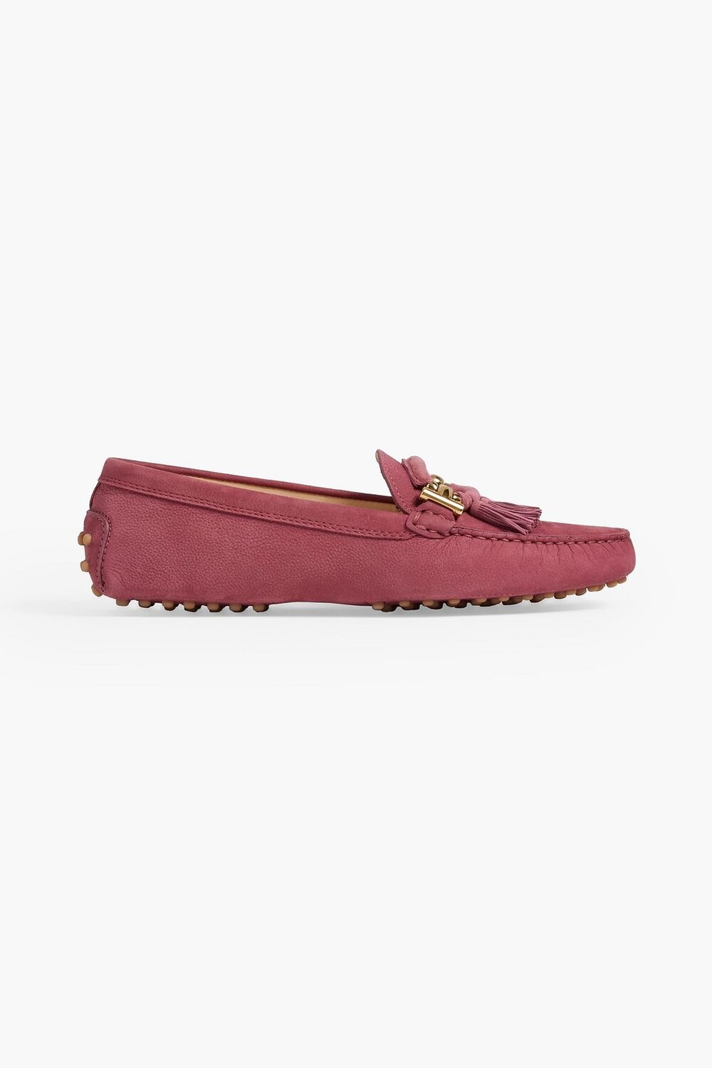 

Замшевые лоферы с Т-образными кольцами и бахромой TOD'S, античная роза