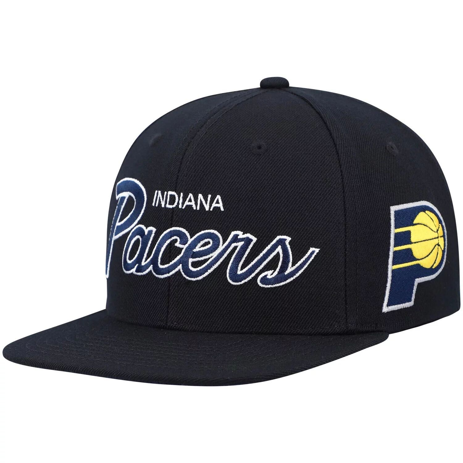 

Мужская кепка Mitchell & Ness Black Indiana Pacers Hardwood Classics Script 2.0 Snapback