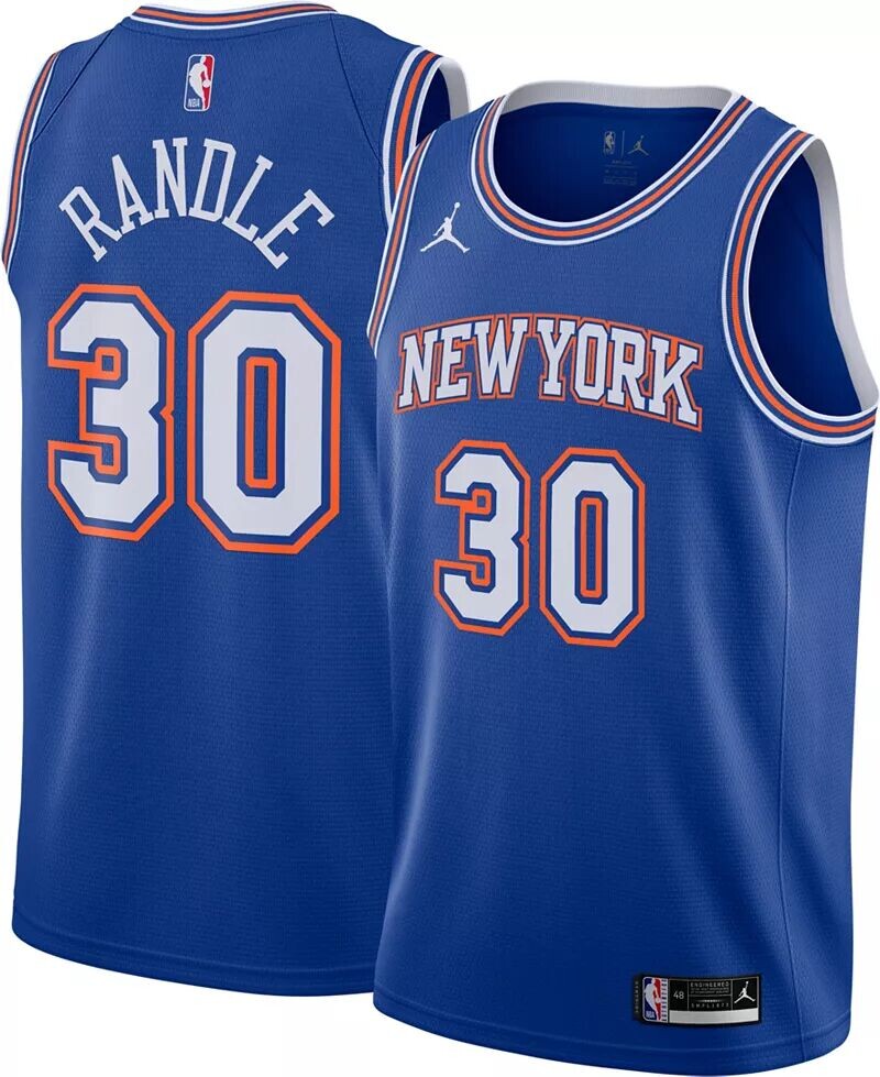 

Мужская синяя майка Jordan New York Knicks Julius Randle #30 Dri-FIT Swingman