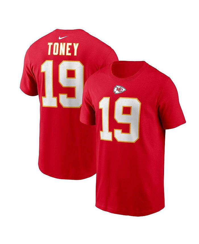 

Мужская красная футболка Kadarius Toney Kansas City Chiefs с именем и номером игрока Nike, красный