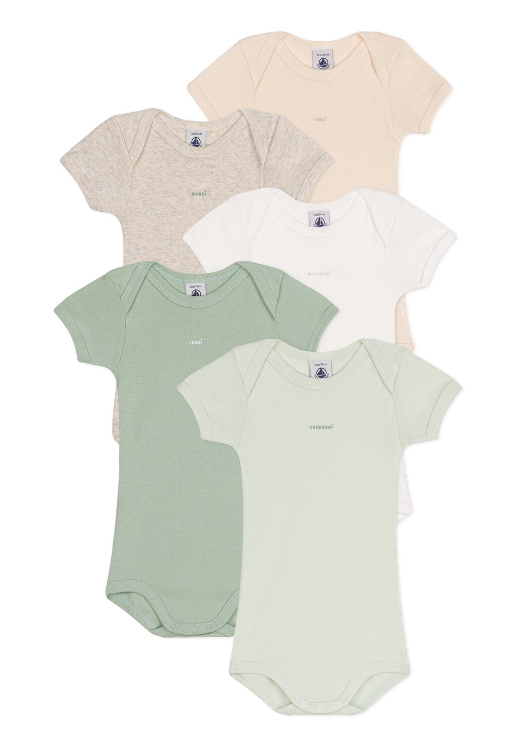 

Боди 5 PACK Petit Bateau, цвет multicolor green pink