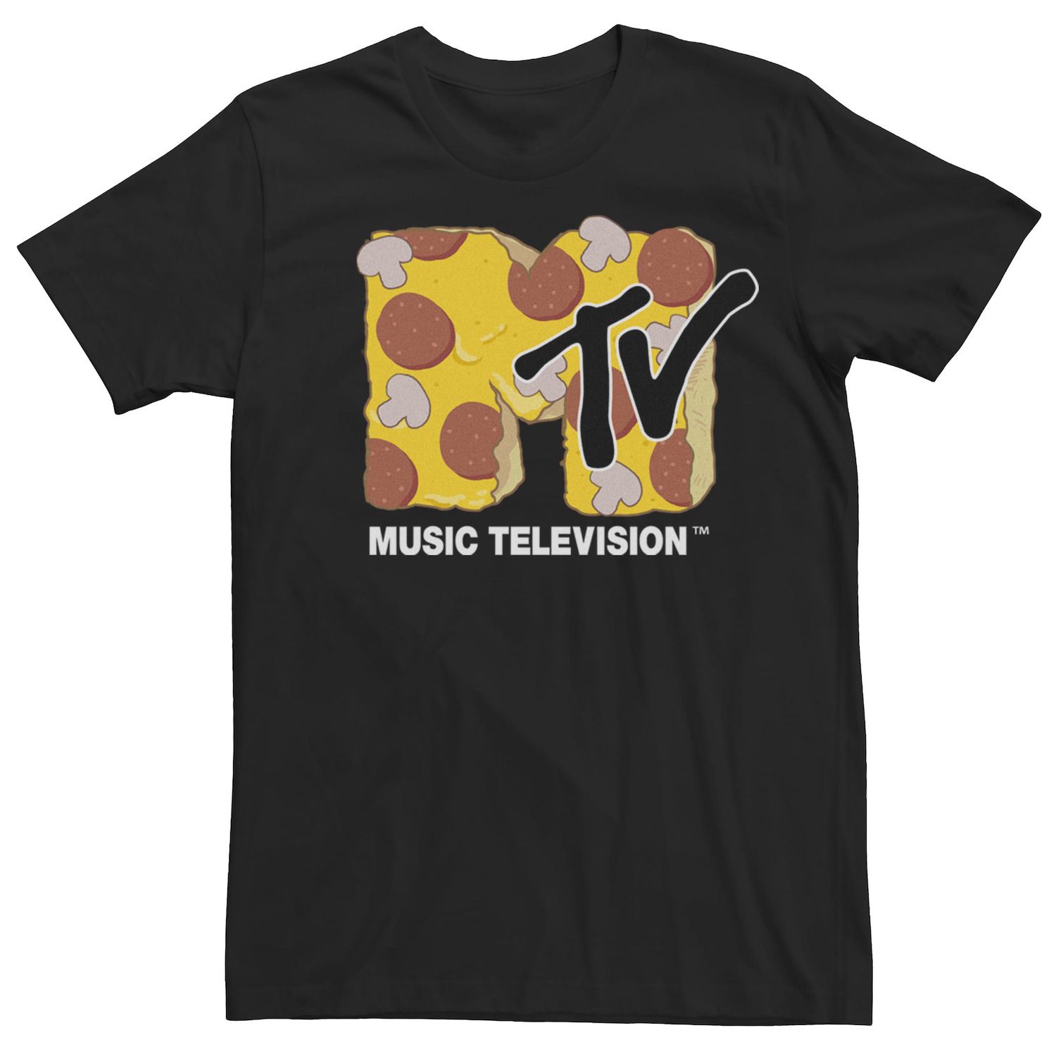 Мужская футболка с логотипом MTV Pepperoni и Mushroom Pizza с короткими рукавами Licensed Character