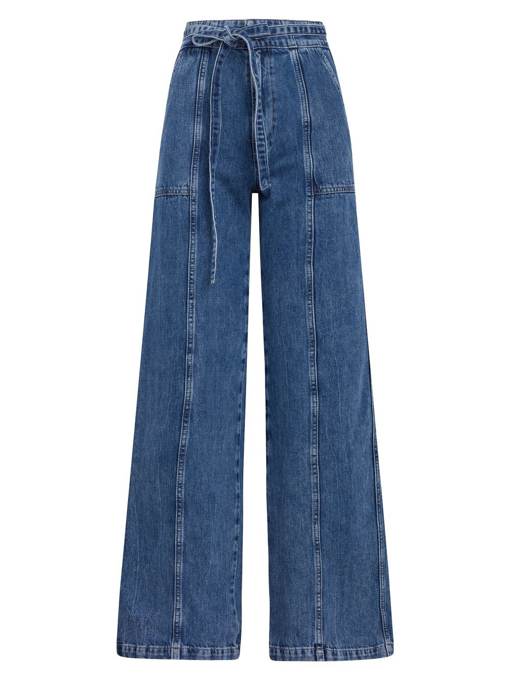 

Широкие джинсовые брюки с завязками на талии Hudson Jeans, индиго