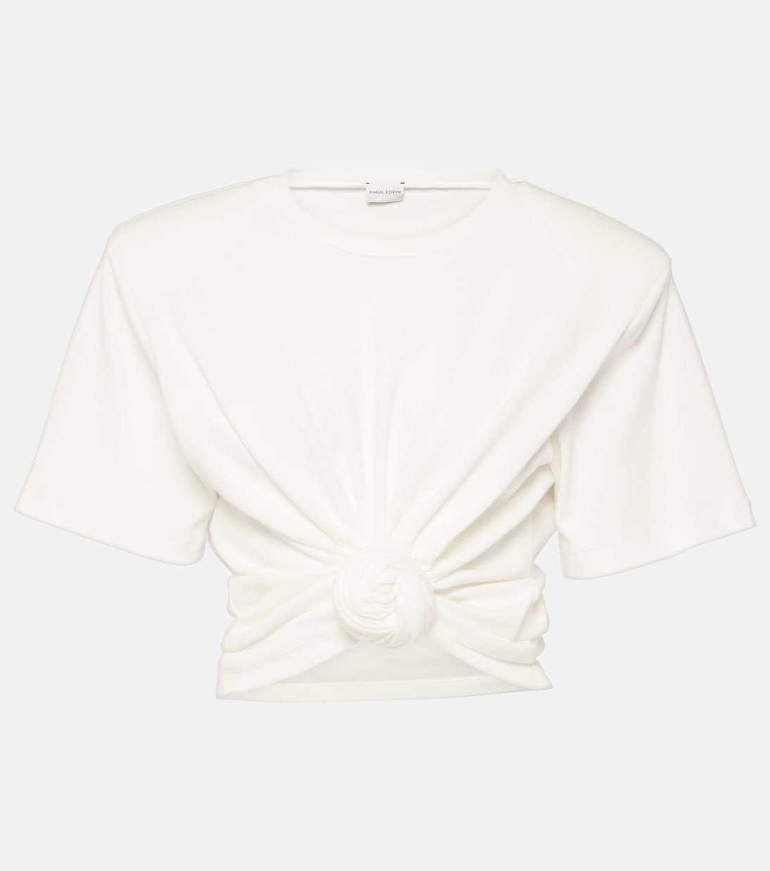 Топ из хлопкового джерси со сборками Magda Butrym, белый юбка макси средней посадки со сборками magda butrym коричневый