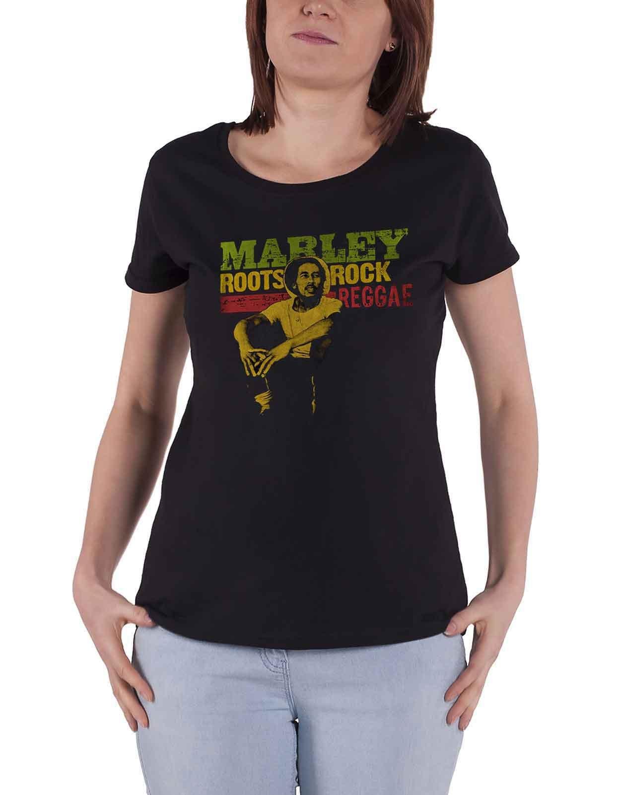 Футболка скинни Roots Rock Reggae Bob Marley, черный
