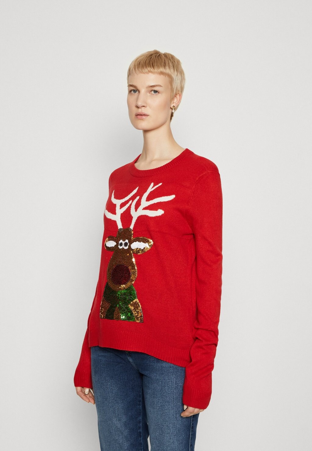 

Свитшот VILA Tall РОЖДЕСТВЕНСКАЯ ПАЙЕТКА ВИКУПИД, цвет mars red