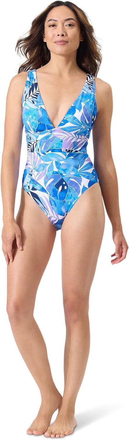 

Купальник Tommy Bahama Palm Modern Palma V-Neck One-Piece, цвет Mare Navy
