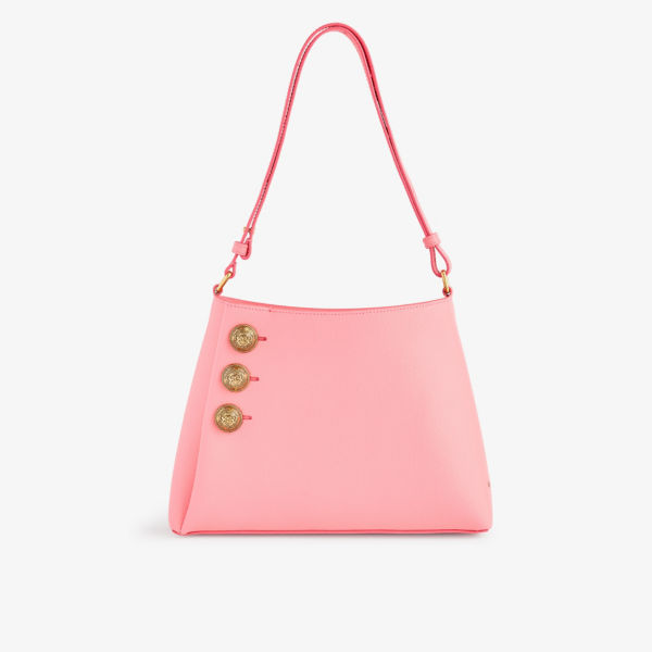цена Кожаная сумка-тоут с эмблемой Balmain, цвет bubble gum
