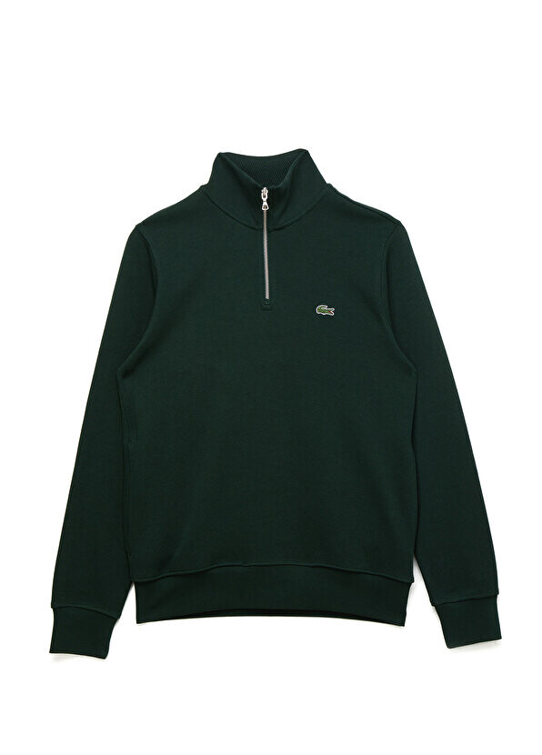 

Классический крой с половиной молнии, темно-зеленый мужской свитшот Lacoste