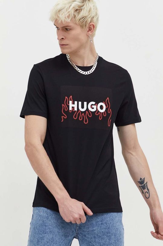 Хлопковая футболка HUGO Hugo, черный