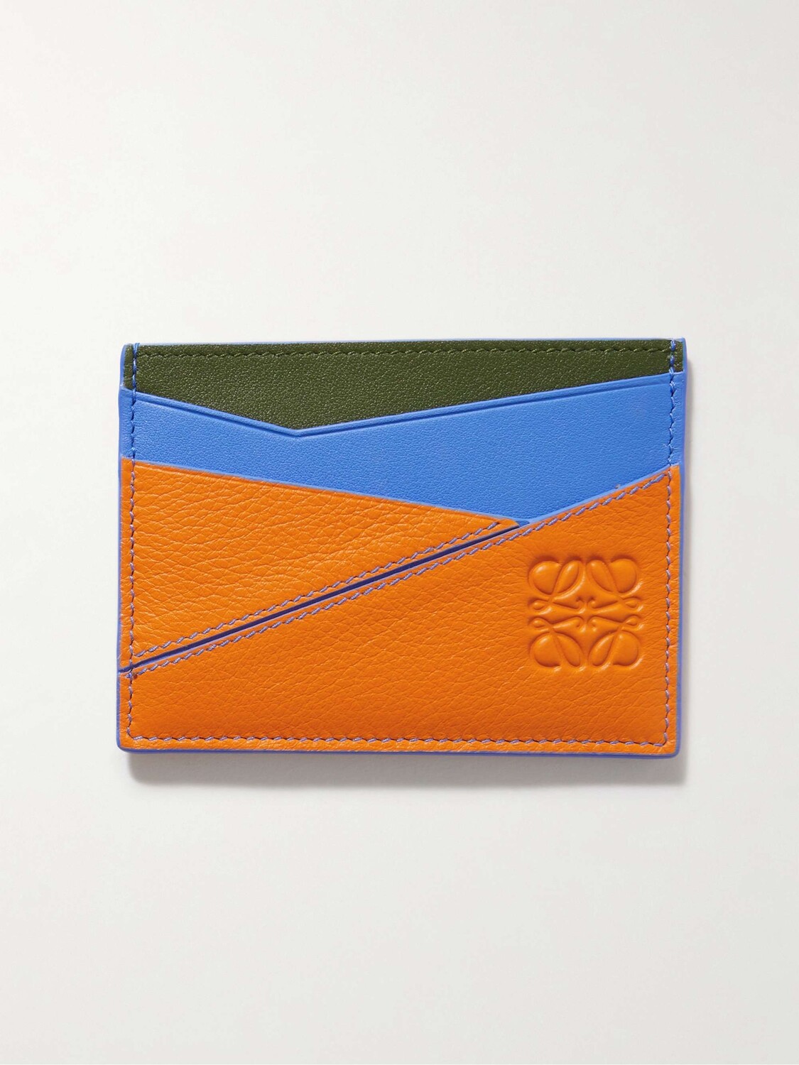 

Кожаный картхолдер с тисненым логотипом Puzzle LOEWE, апельсиновый