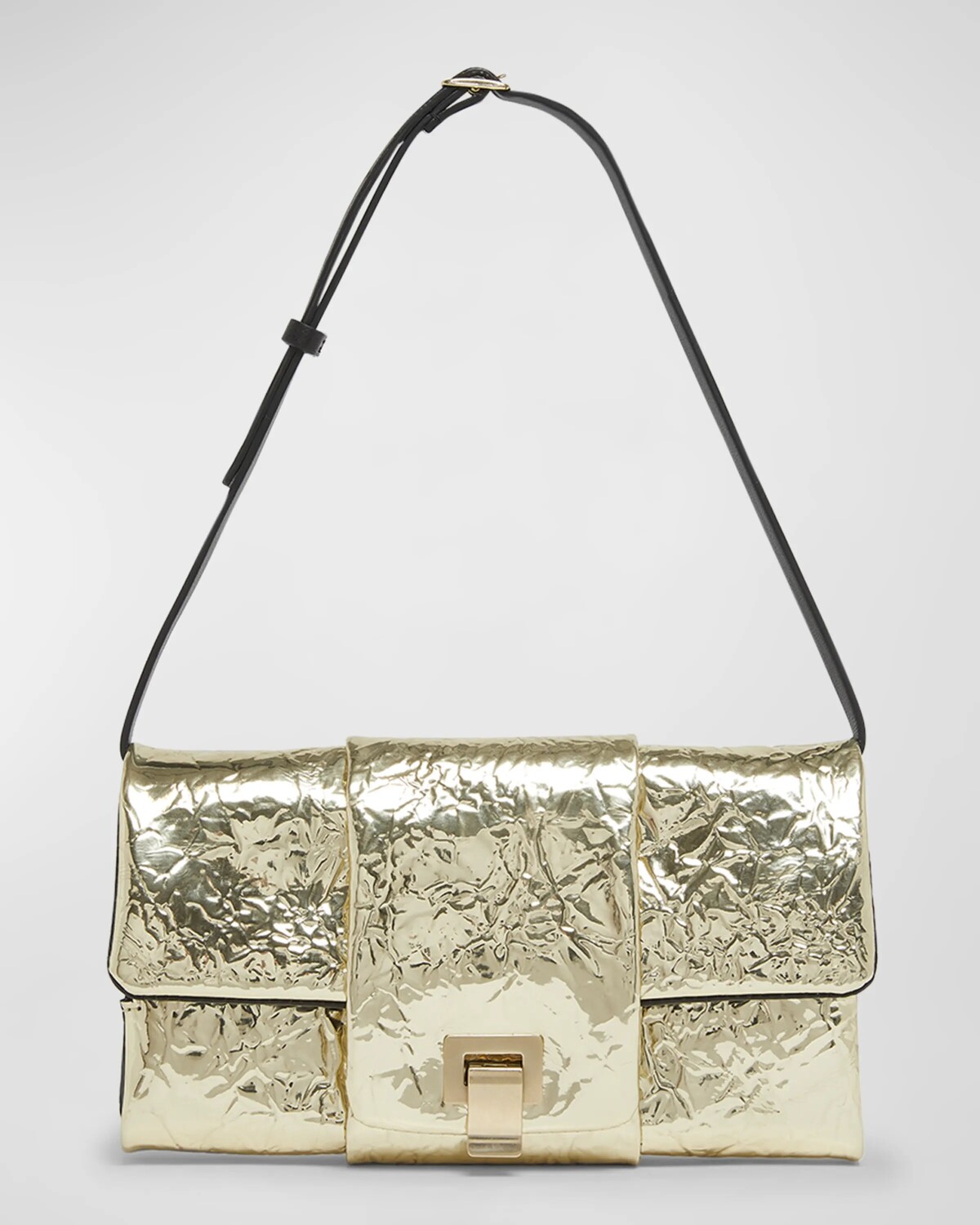 

Сумка на плечо с жатым металлизированным клапаном Proenza Schouler, цвет Gold