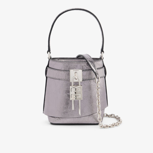 

Сумка-ведро из металлизированной кожи с замком Shark Lock Givenchy, серый