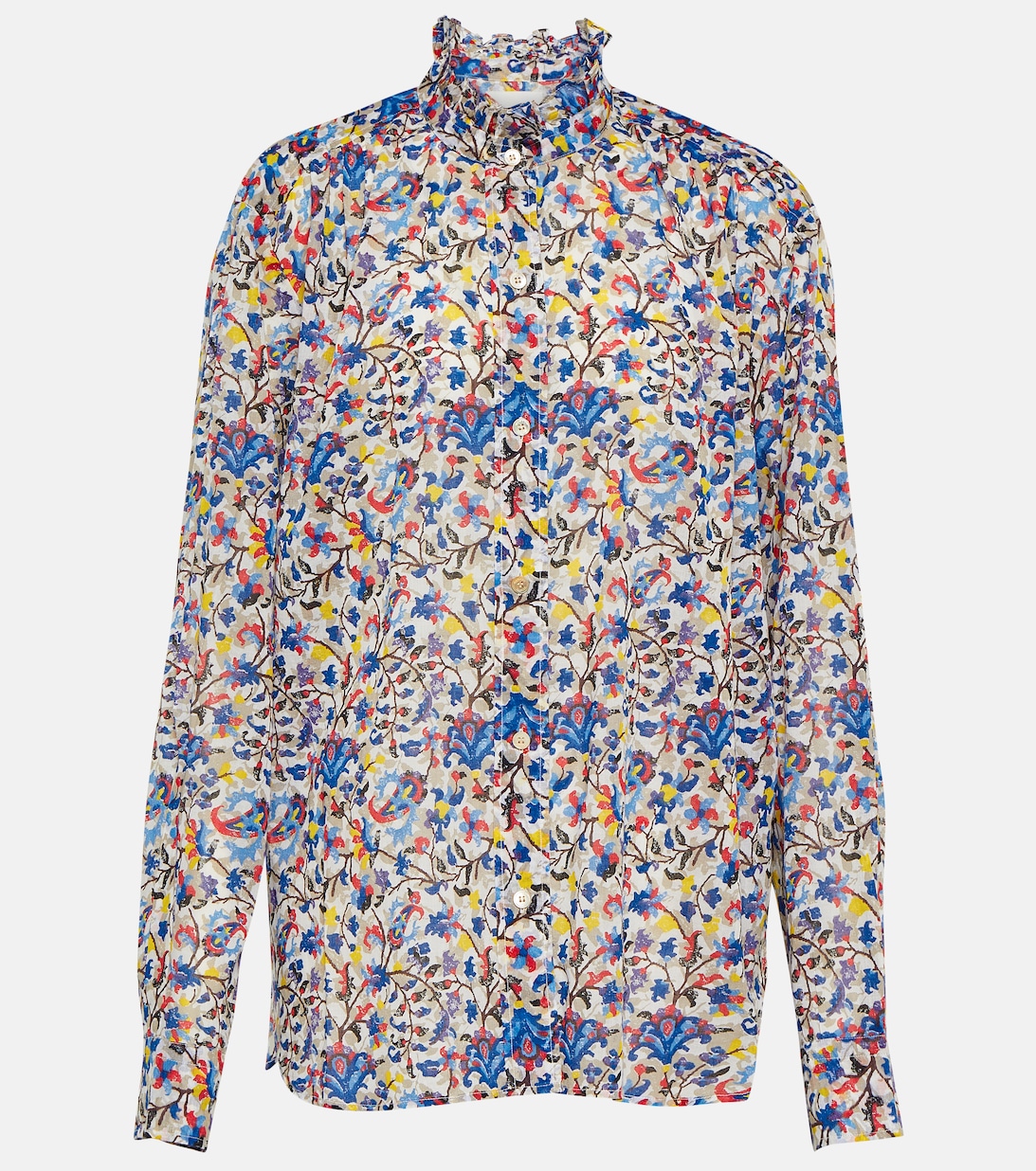 Хлопковая блузка с цветочным принтом MARANT ETOILE, синий