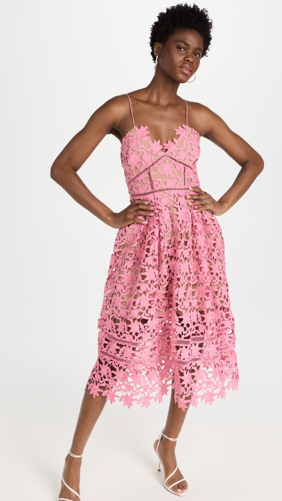 

Платье миди Self Portrait Pink Azaelea Lace, розовый