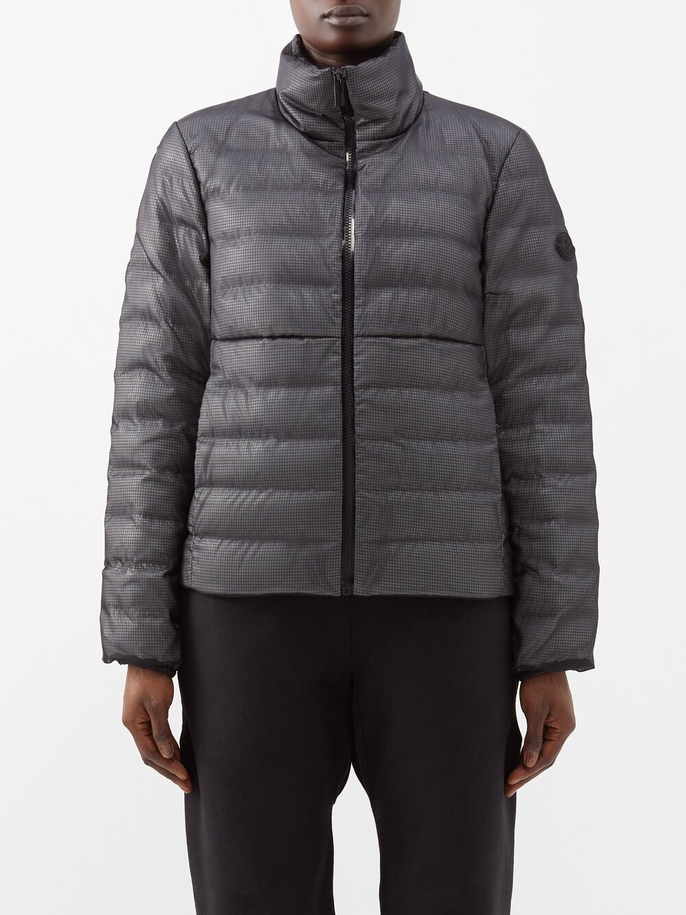

Стеганый пуховик onoz из органзы-рипстоп Moncler, серый