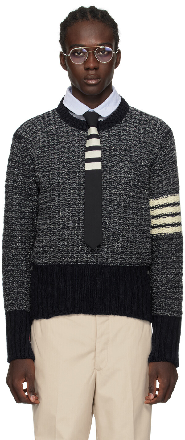

Темно-синий свитер с 4 полосками Thom Browne, цвет Navy