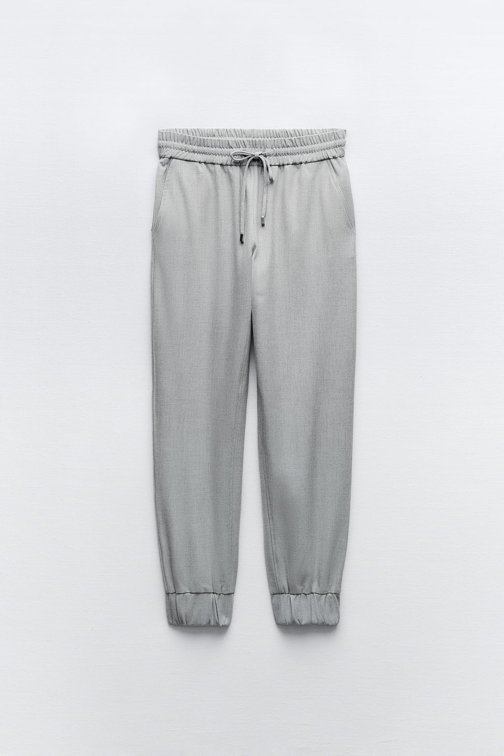 Спортивные брюки в стиле пижамы ZARA, серый мергель брюки с завышенной талией и завязками q s by s oliver черный
