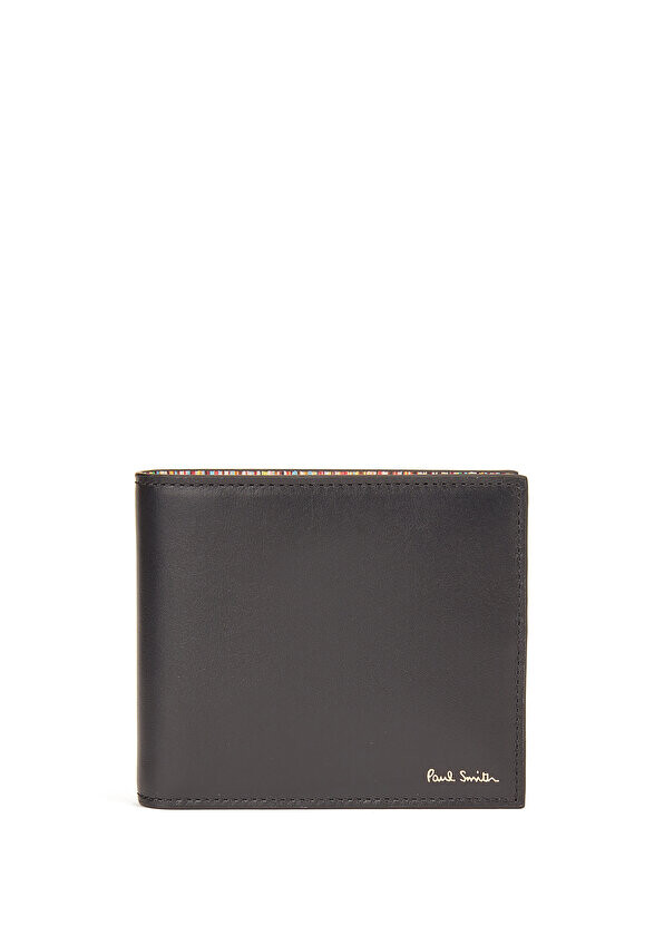 

Мужской кожаный кошелек с черным логотипом Paul Smith