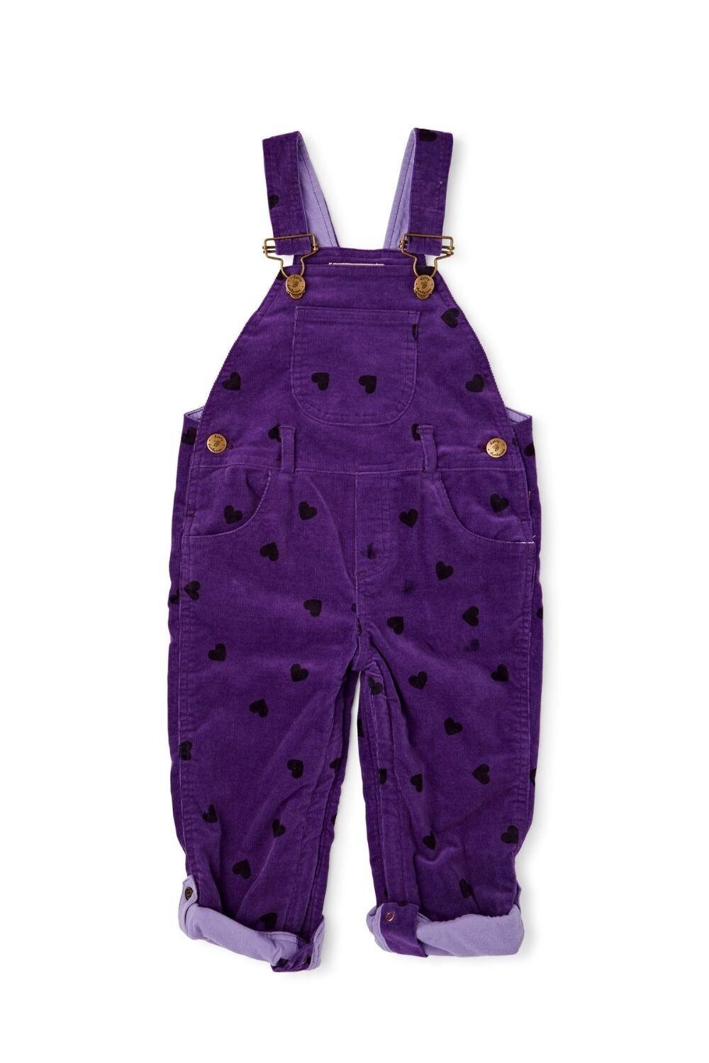 

Вельветовый комбинезон с принтом в форме сердца Dotty Dungarees, фиолетовый