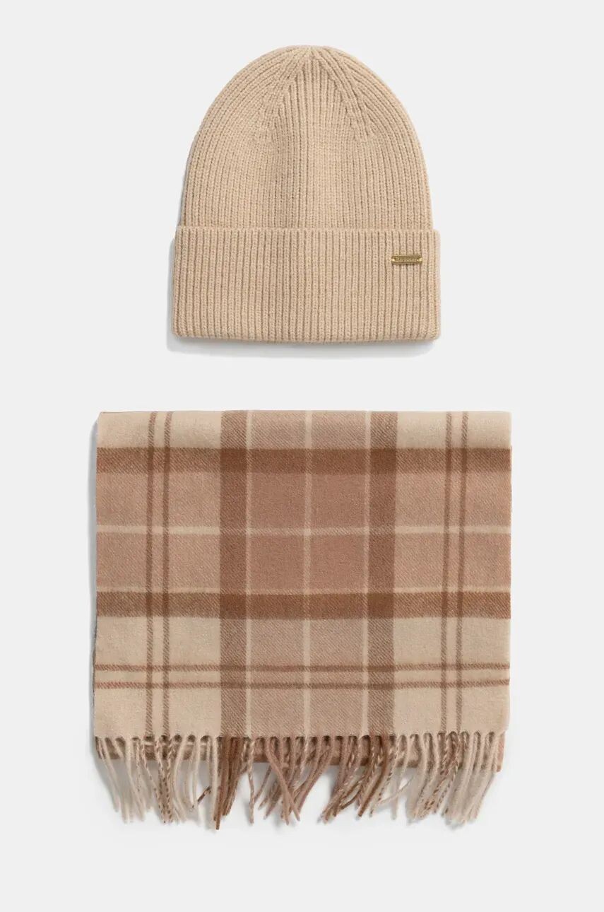 

Шапка и шарф Barbour с добавлением шерсти, бежевый