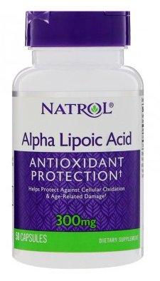 Natrol, ALA – альфа-липоевая кислота 300 мг, 50 капсул.