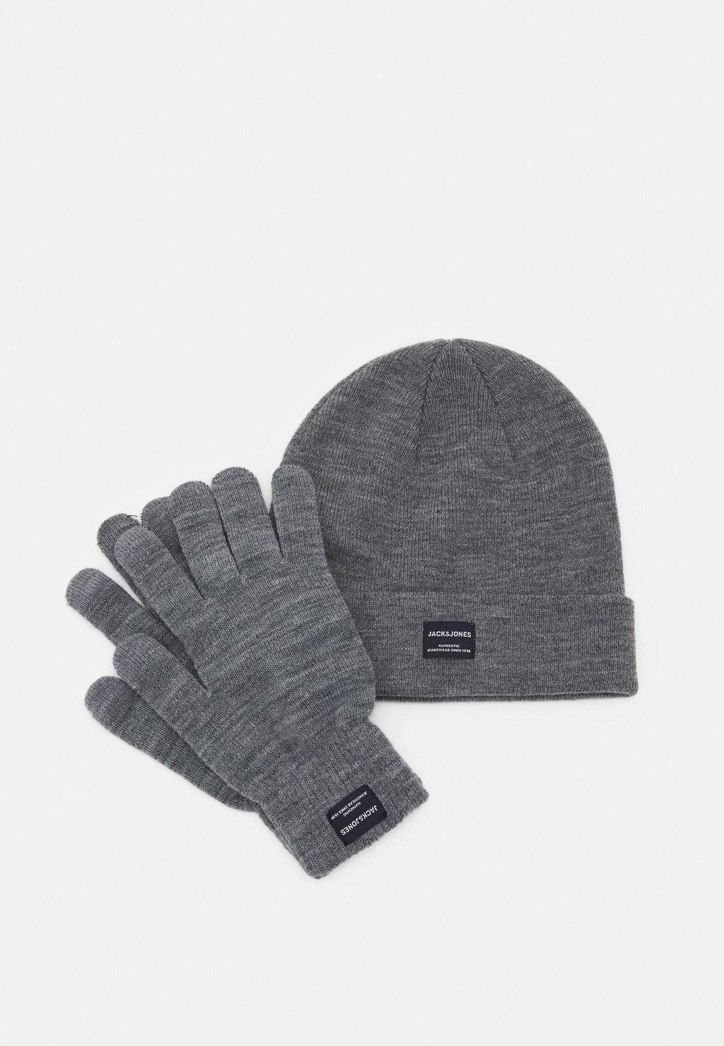 

Шапка Jack & Jones JACBEANIE GLOVE GIFTBOX SET, цвет grey melange