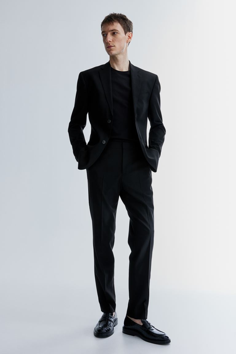 Костюмные брюки узкого кроя H&M, черный