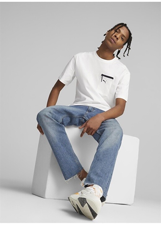 

Простая белая мужская футболка с круглым вырезом Puma, Белый