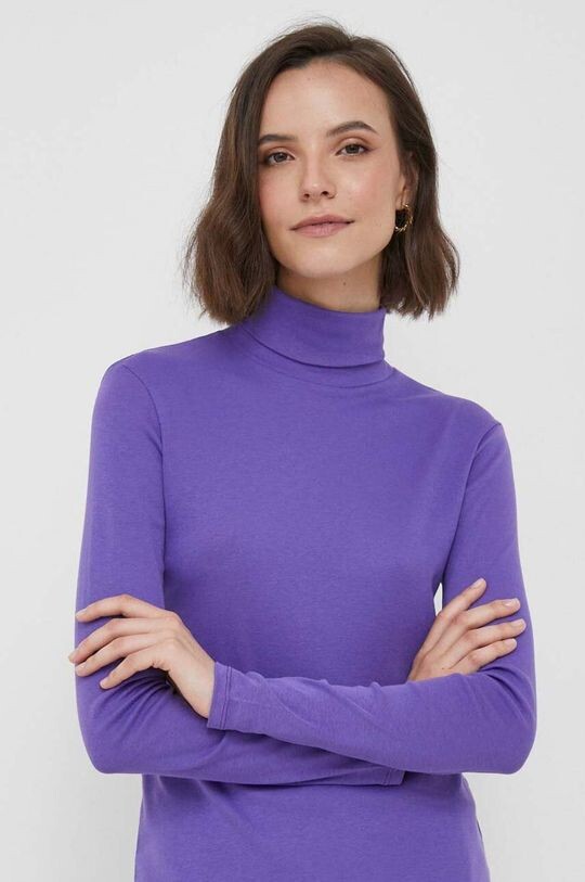 

Хлопковая рубашка с длинными рукавами United Colors of Benetton, фиолетовый