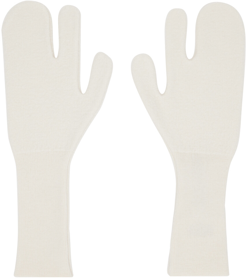 

MM6 Maison Margiela Off-White валяные вязаные перчатки