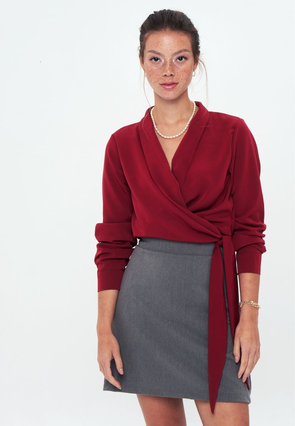 

Блузка Crepe Wrap Herita, цвет burgundy