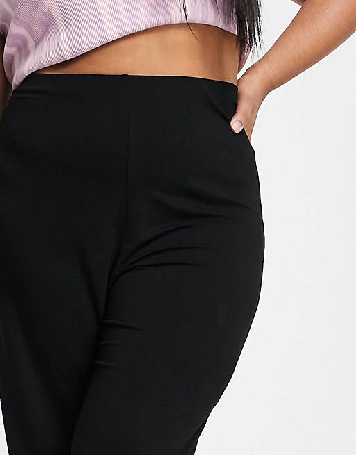 Черные базовые широкие брюки из джерси ASOS DESIGN Curve 12storeez брюки базовые черные