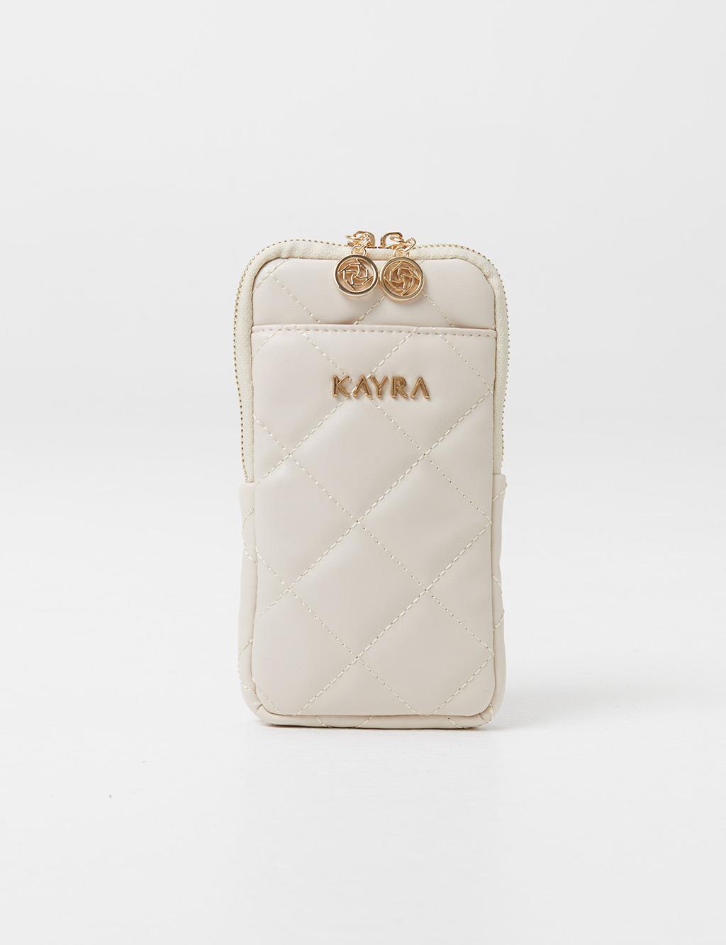 Стеганая сумка-кошелек кремового цвета Kayra