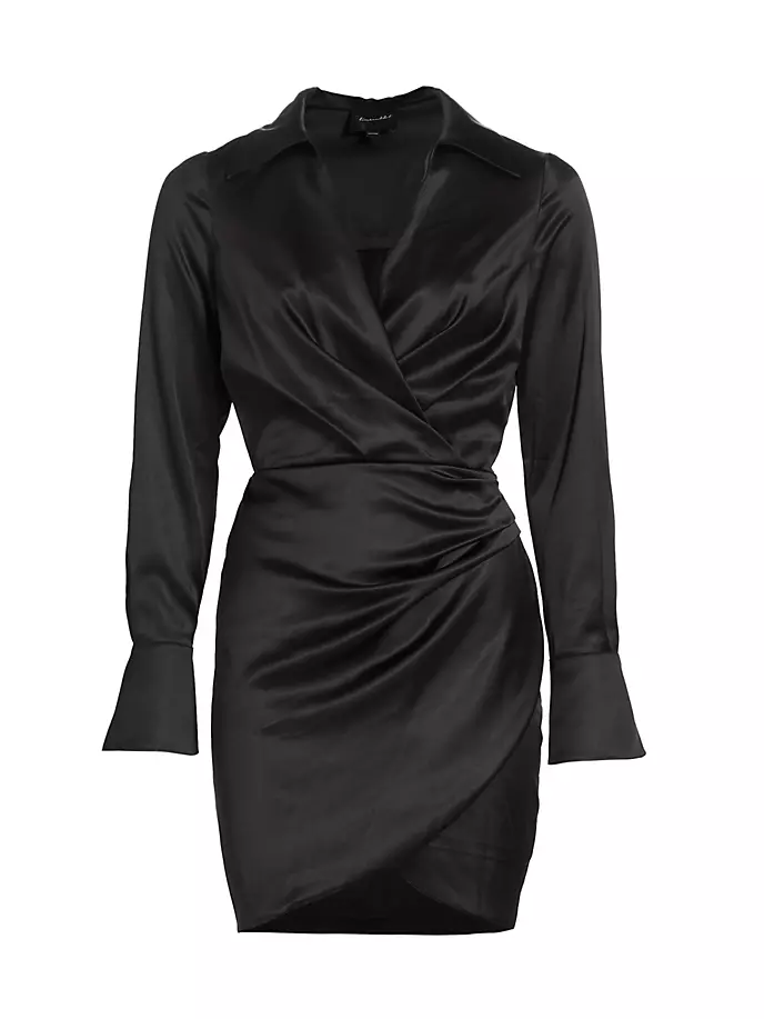 Атласное платье-рубашка Dreamer со сборками Line & Dot, черный