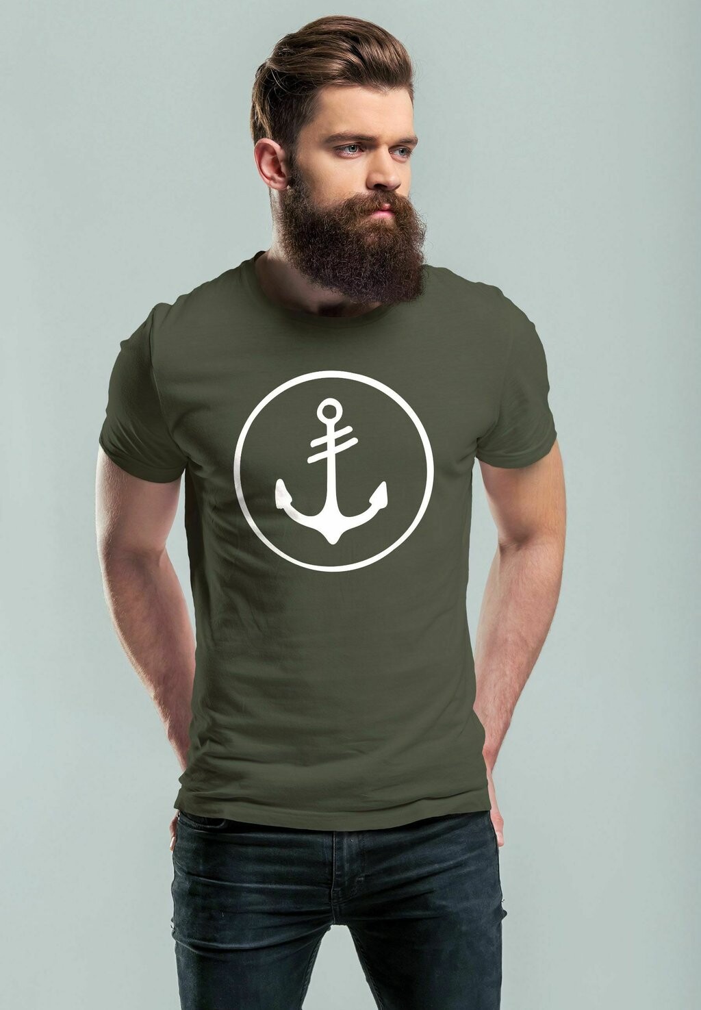 

Футболка с принтом COOLES ANKER KREIS SEGELN MEER MOTIV Neverless, цвет army