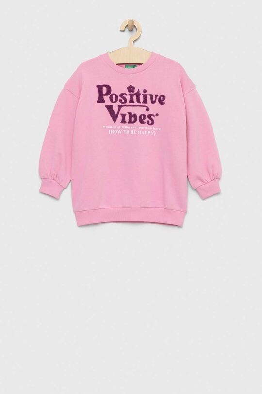 

Детская хлопковая толстовка United Colors of Benetton, розовый