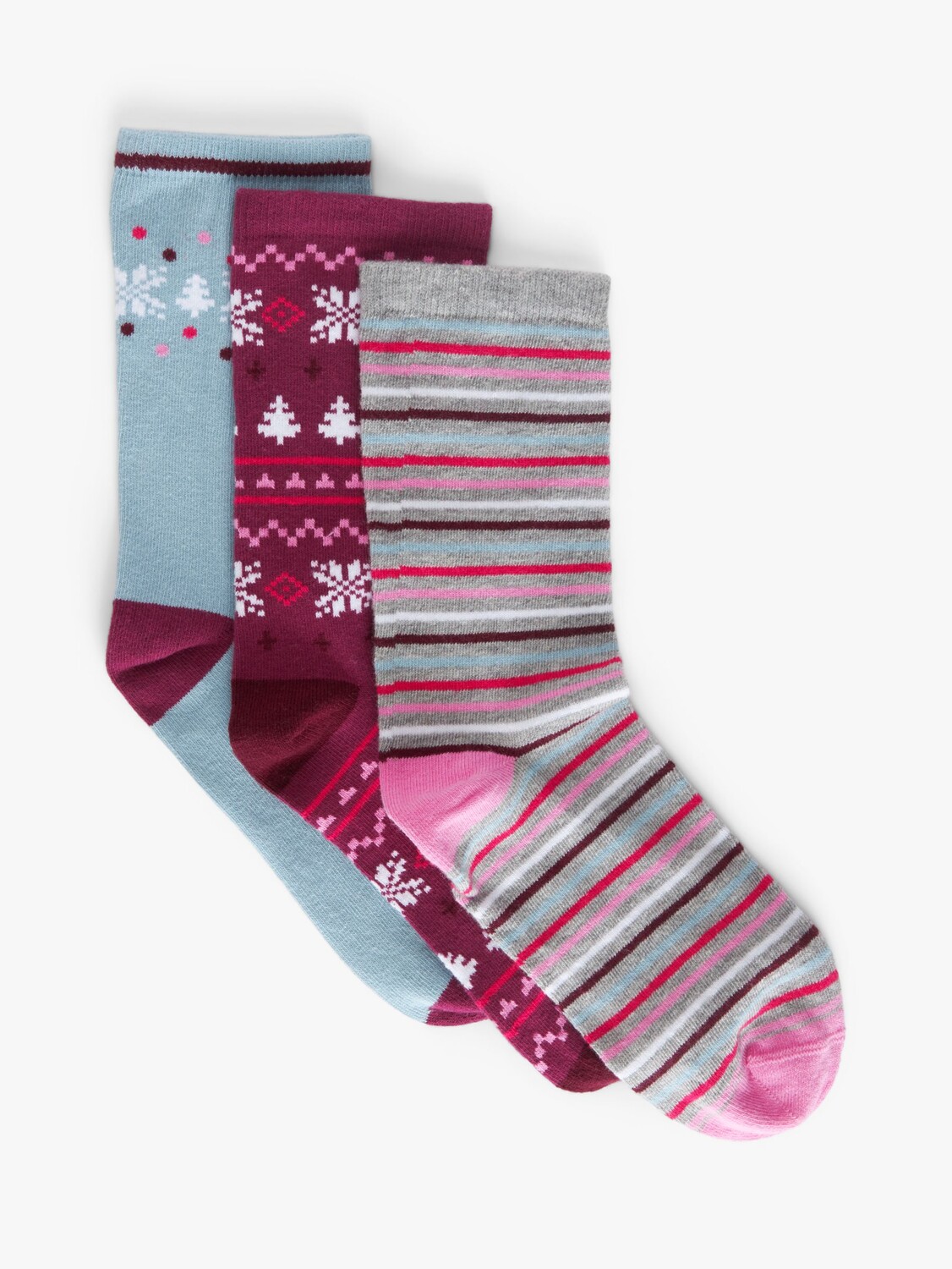 

Носки до щиколотки из смеси органического хлопка Winter Berry John Lewis, мульти