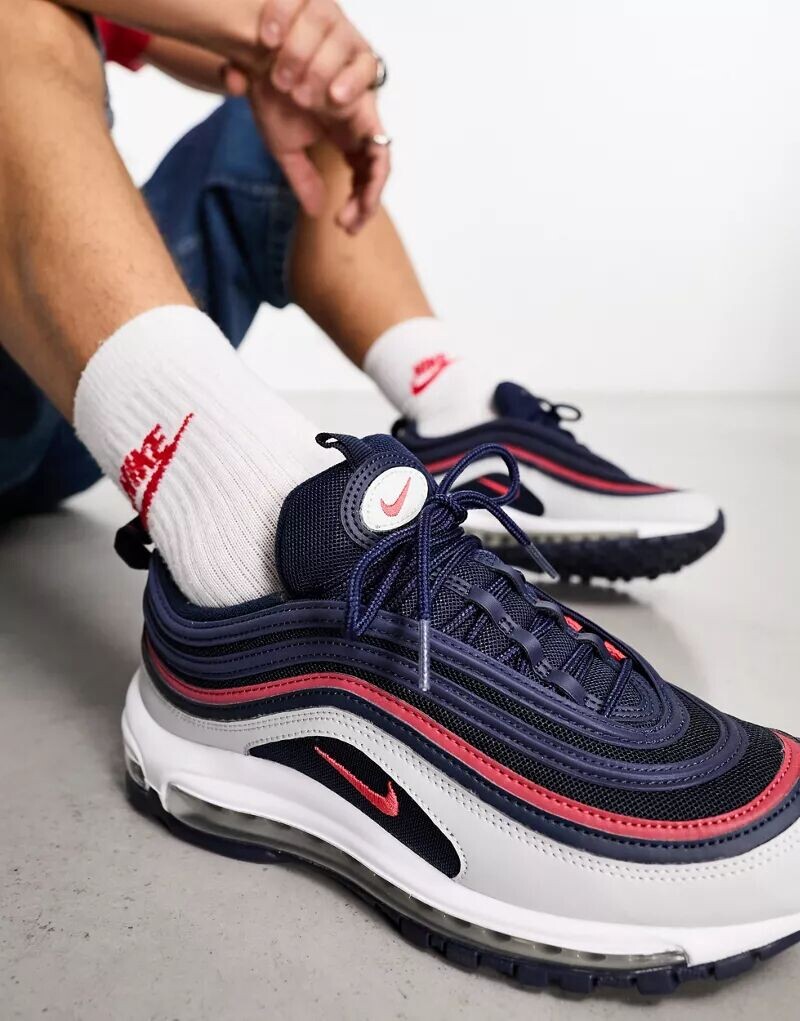 

Кроссовки Nike Air Max 97 темно-синего, красного и белого цвета