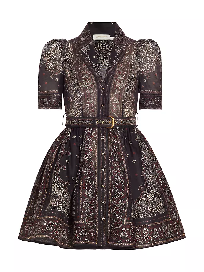 цена Платье-рубашка из льна и шелка Matchmaker с узором пейсли Zimmermann, цвет black bandana