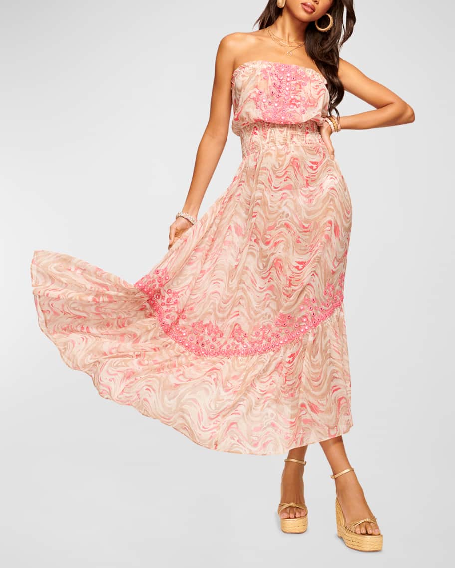 

Присборенное платье с вышивкой Lilly без бретелек Ramy Brook