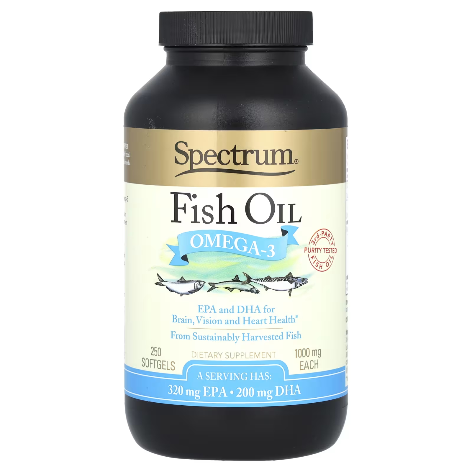 Рыбий жир Омега-3 Spectrum Essentials 1000 мг, 250 мягких таблеток thompson омега 3 1000 мг 100 мягких таблеток