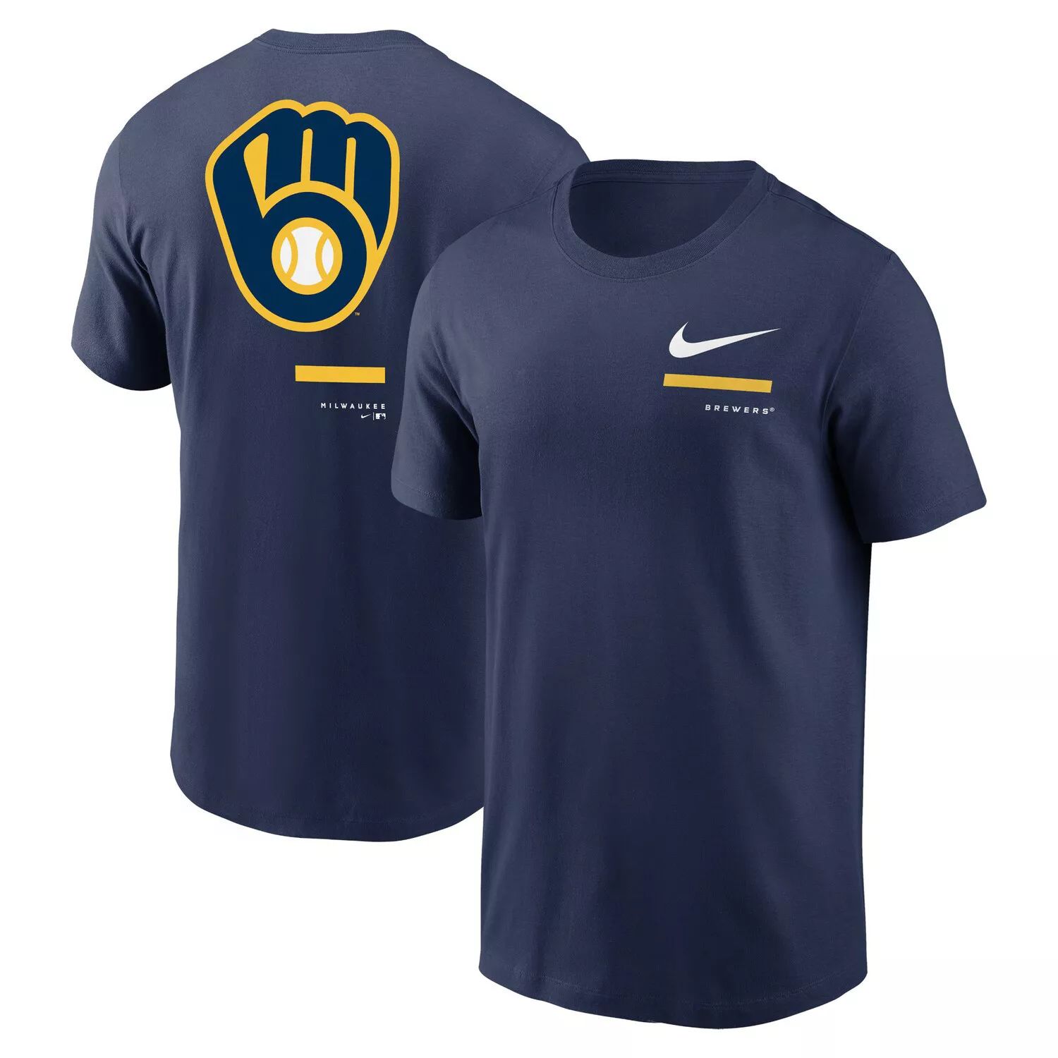 цена Мужская темно-синяя футболка через плечо Milwaukee Brewers Nike