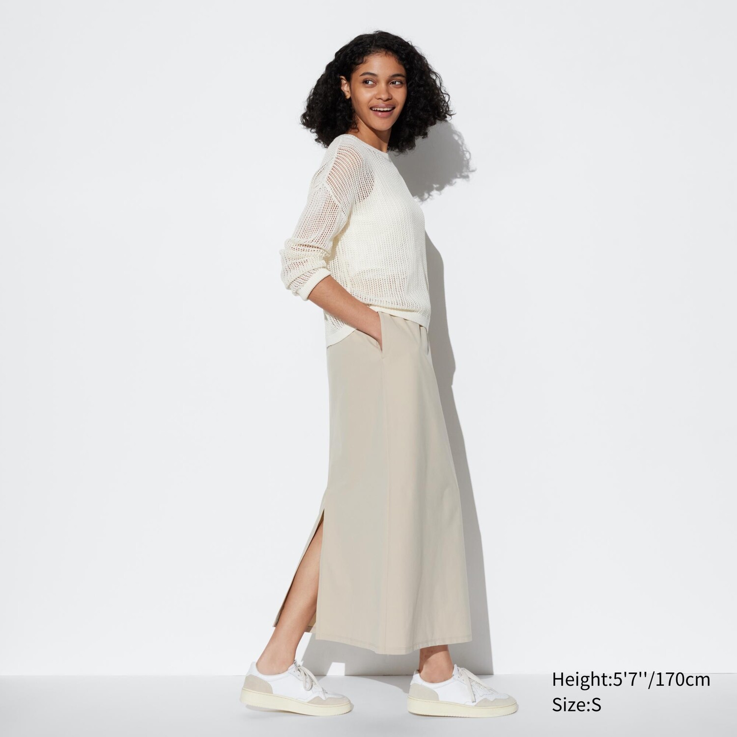 

Ультраэластичная длинная юбка airism UNIQLO, бежевый