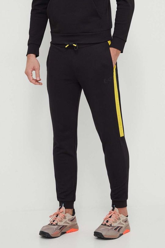 Спортивные брюки из хлопка EA7 Emporio Armani, черный