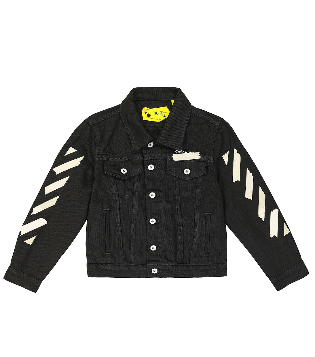

Джинсовая куртка со стрелками из бумажной ленты Off-White Kids, серый