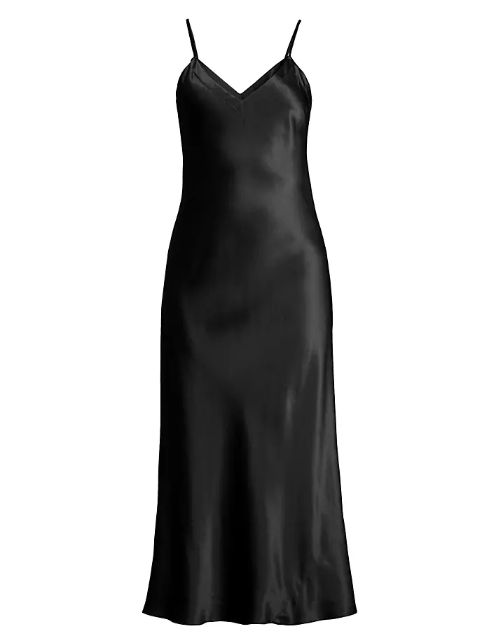 Шелковое платье-комбинация макси Ginia, черный